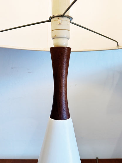 60s Vintage Ceramic & Wood Lamp (New shade)