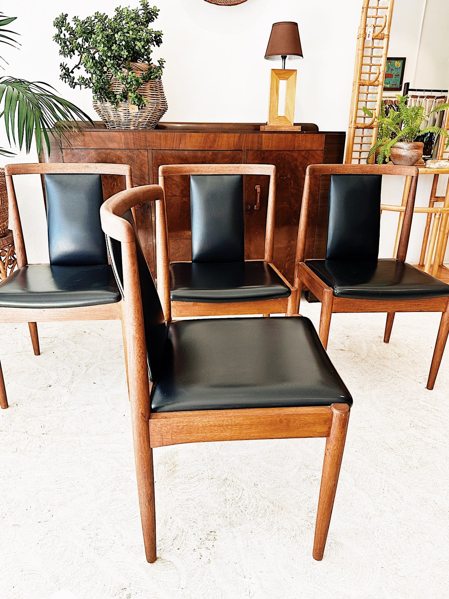 60s Vintage Parker Furniture T-Back Chairs / Set Of 4