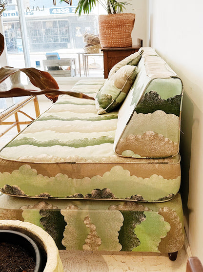 60s Vintage Abstract Cloud Seafoam Divan