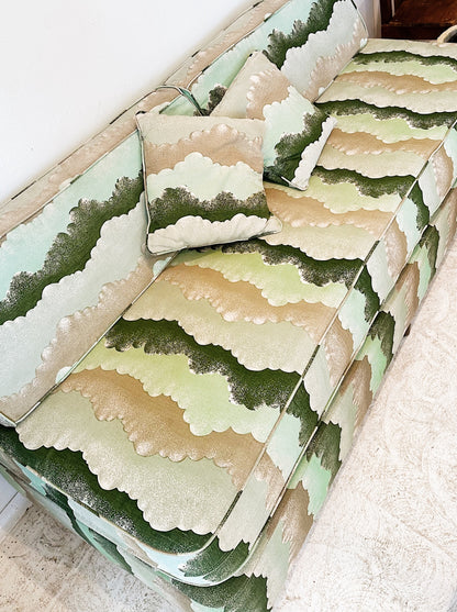 60s Vintage Abstract Cloud Seafoam Divan