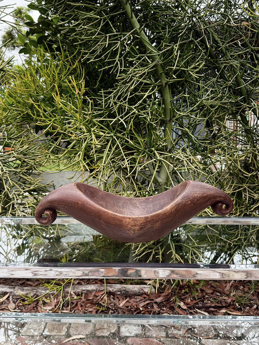 70s 80s Vintage Wooden Sculptural Canoe Bowl