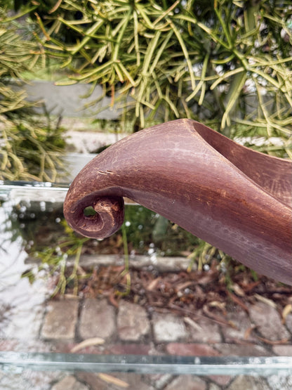 70s 80s Vintage Wooden Sculptural Canoe Bowl