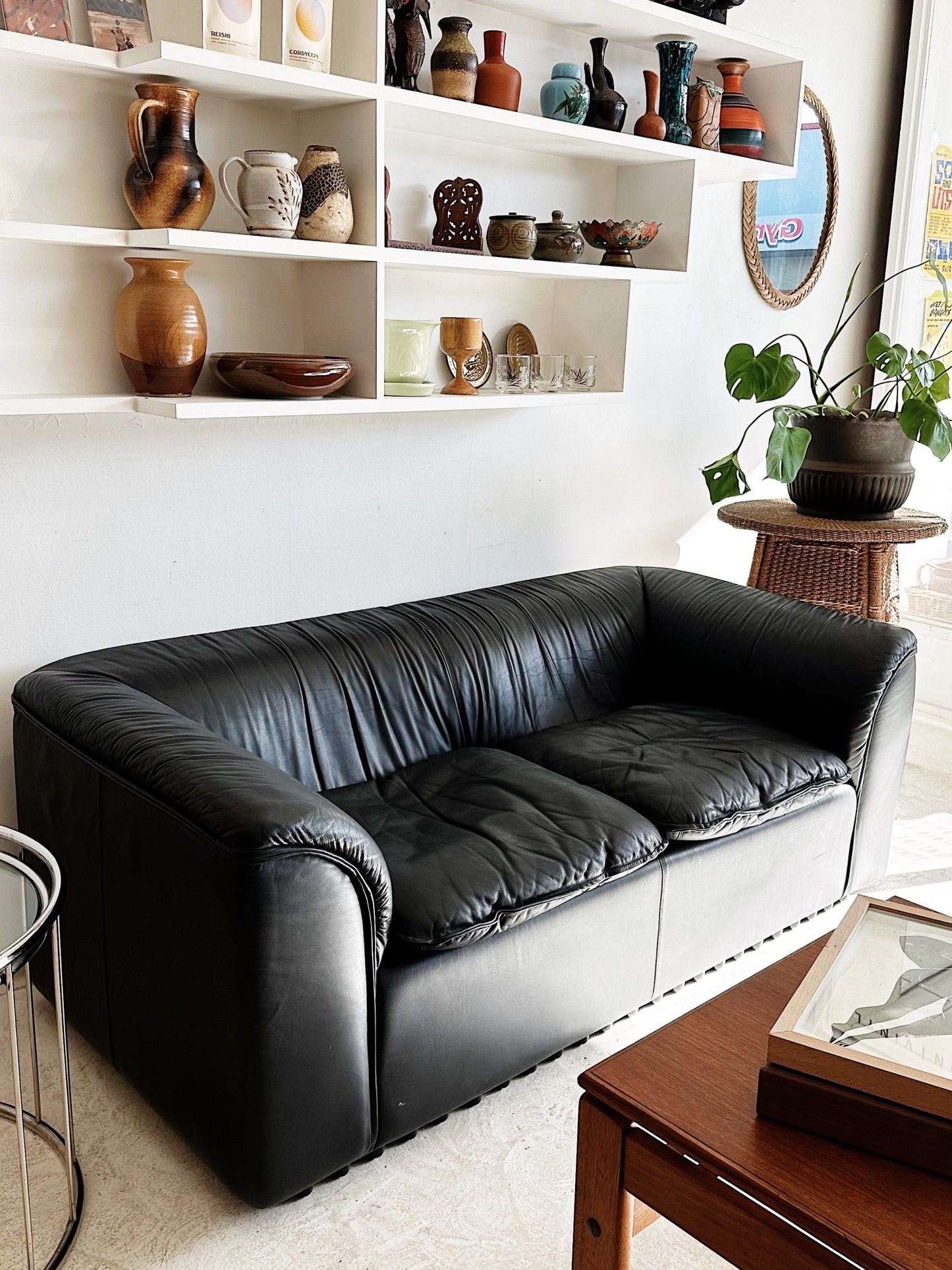 70s Vintage Brunati Italia Leather "Serie Treco" Chair Two Seater