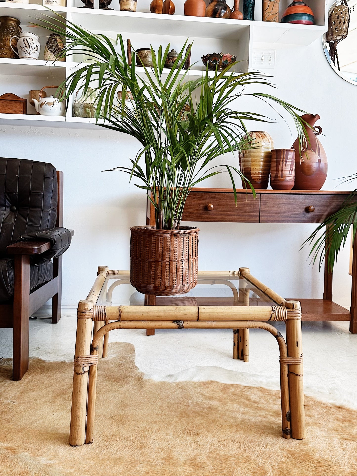 70s Vintage Rattan Square Coffee / Side Table