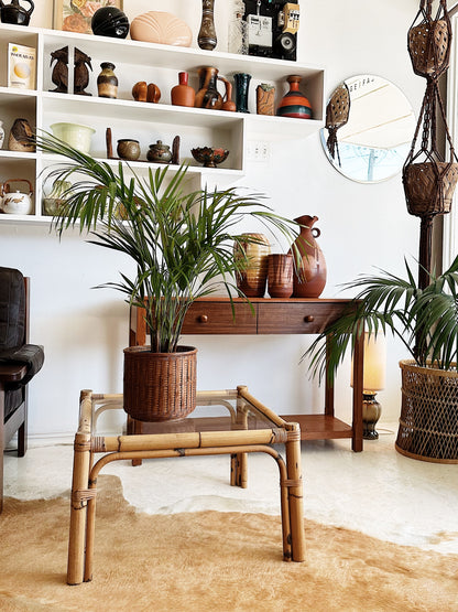 70s Vintage Rattan Square Coffee / Side Table