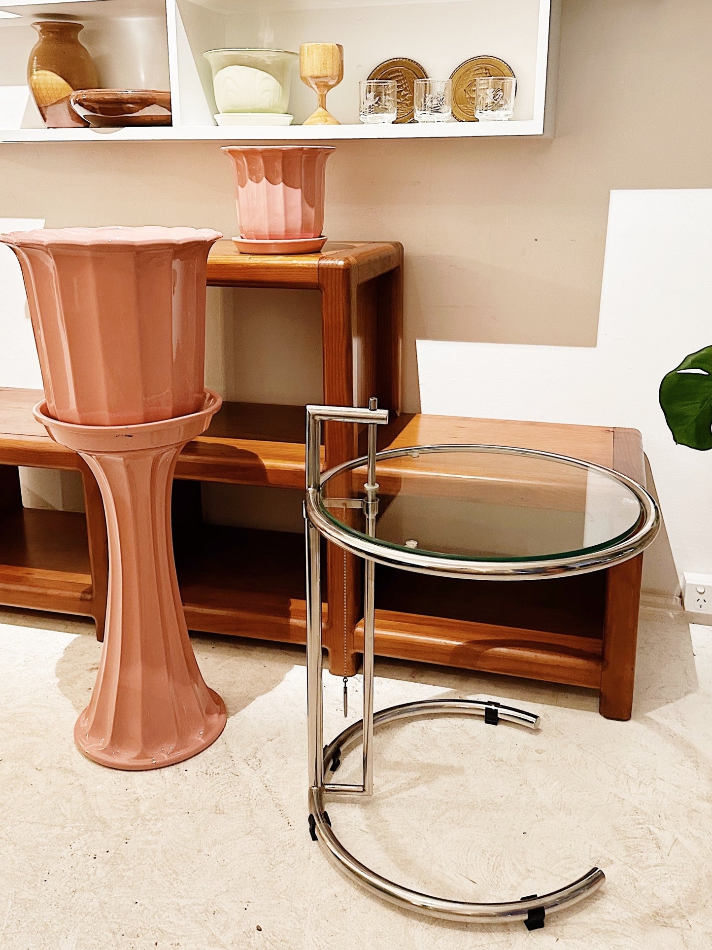 70s Vintage Caroma Ceramic Pot Tray & Pedestal Set / Matching Smaller Pot & Tray Set (Sold Separately)
