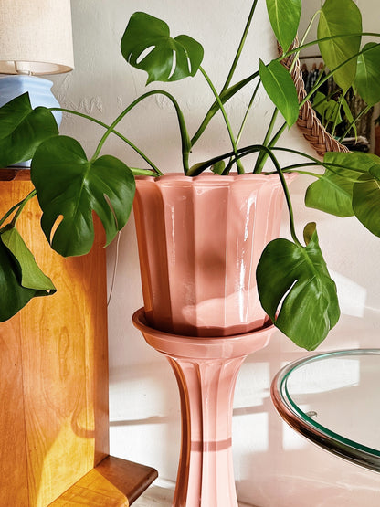 70s Vintage Caroma Ceramic Pot Tray & Pedestal Set / Matching Smaller Pot & Tray Set (Sold Separately)