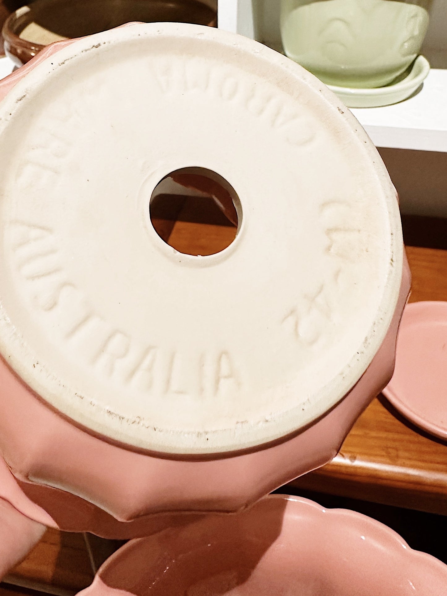 70s Vintage Caroma Ceramic Pot Tray & Pedestal Set / Matching Smaller Pot & Tray Set (Sold Separately)