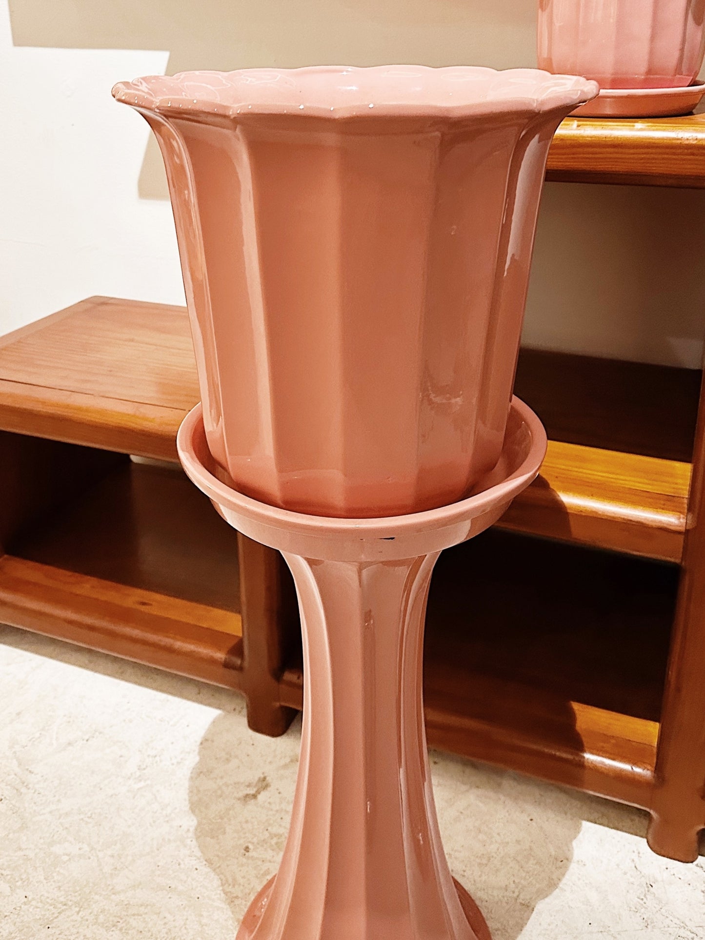 70s Vintage Caroma Ceramic Pot Tray & Pedestal Set / Matching Smaller Pot & Tray Set (Sold Separately)