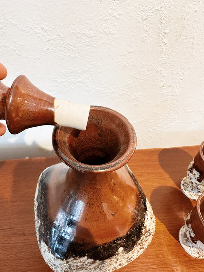 70s Vintage DH Pottery Carafe & 6 Goblets