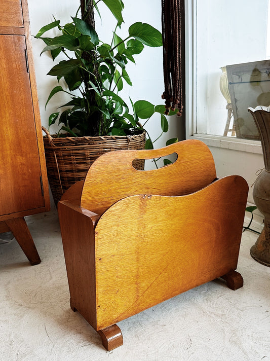 70s Vintage Handmade Wooden LP / Magazine Rack