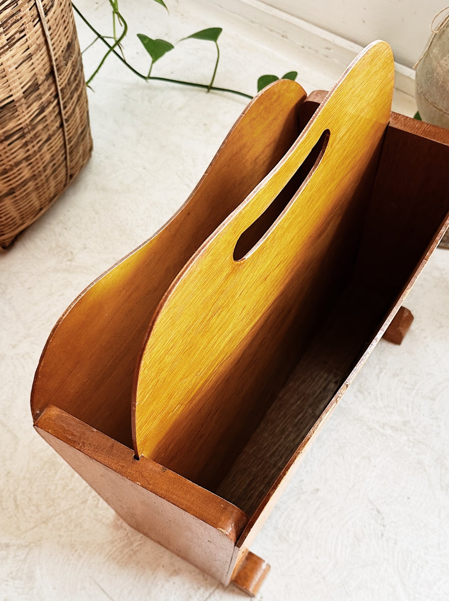 70s Vintage Handmade Wooden LP / Magazine Rack