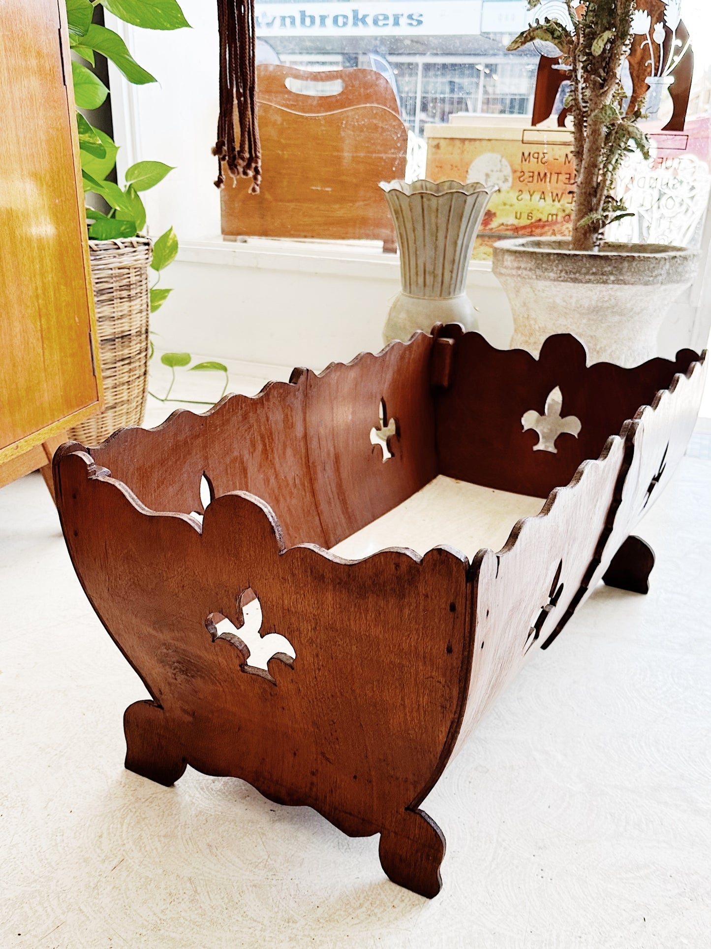 70s Vintage Handmade Wooden Planter / Firewood Keeper