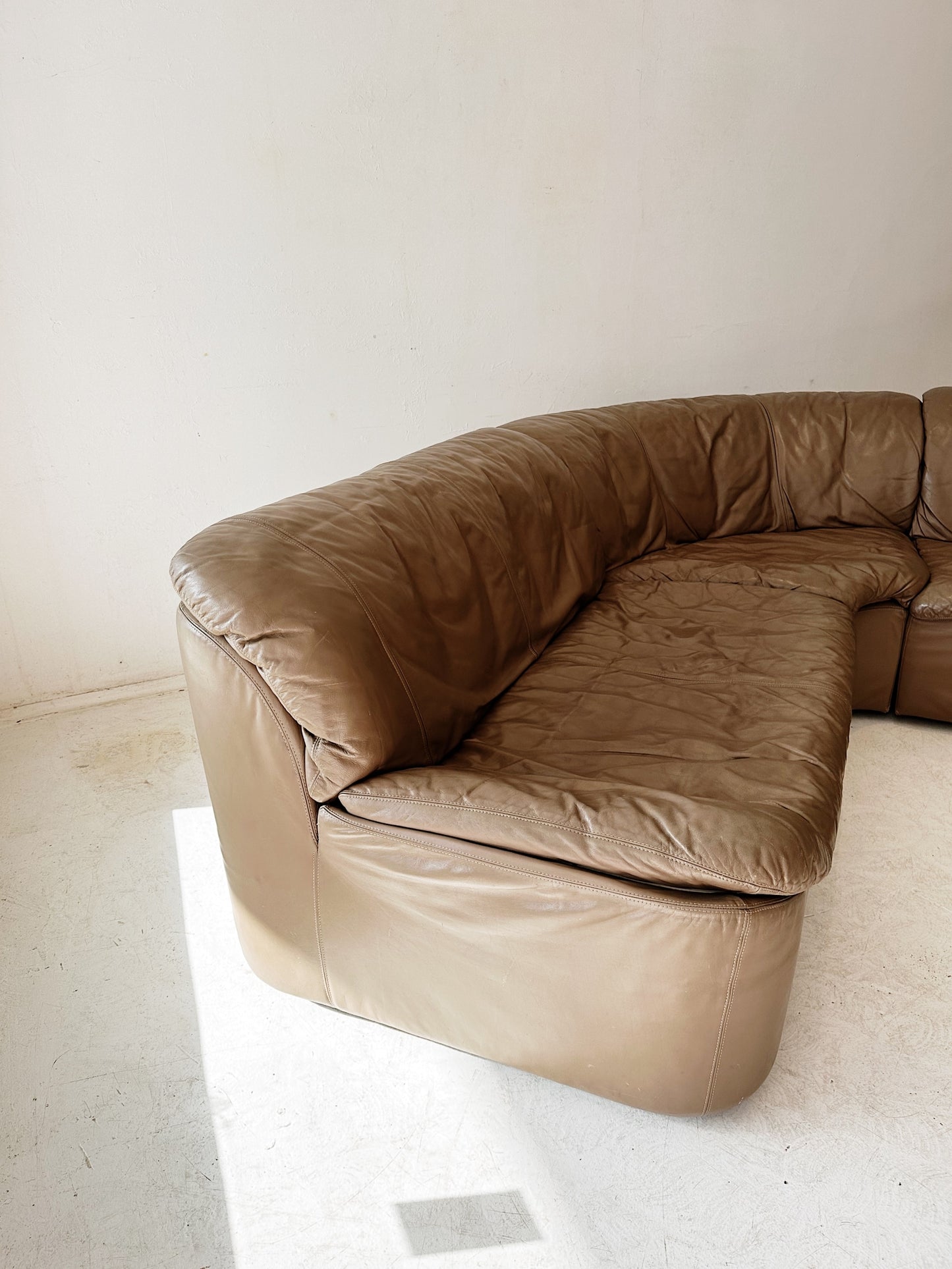 70s Vintage Hans Kaufeld Leather Modular Sofa