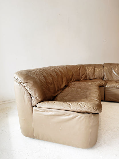 70s Vintage Hans Kaufeld Leather Modular Sofa