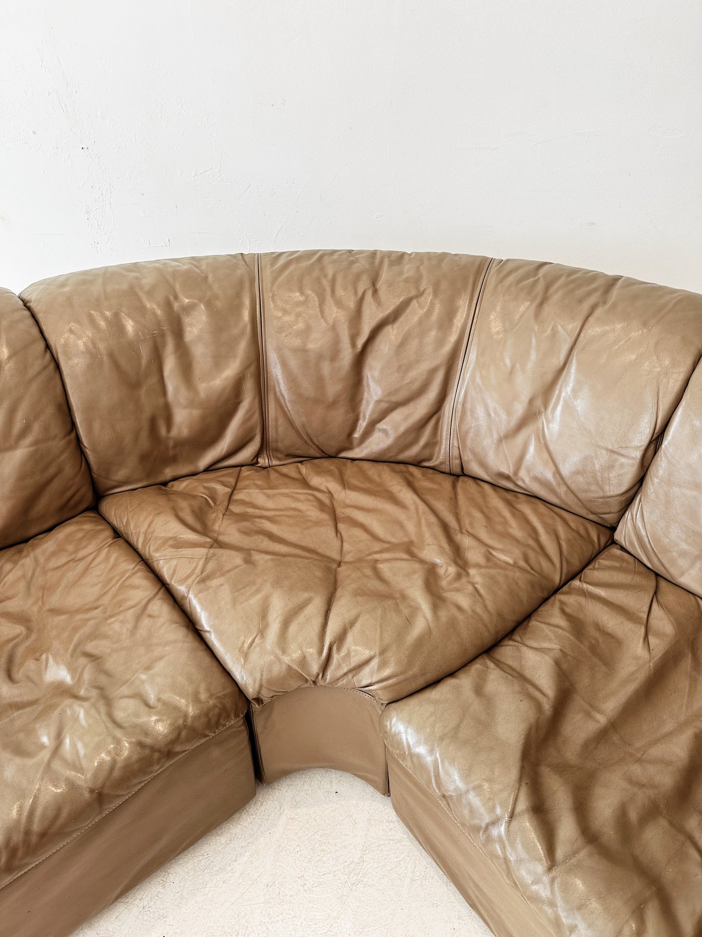 70s Vintage Hans Kaufeld Leather Modular Sofa