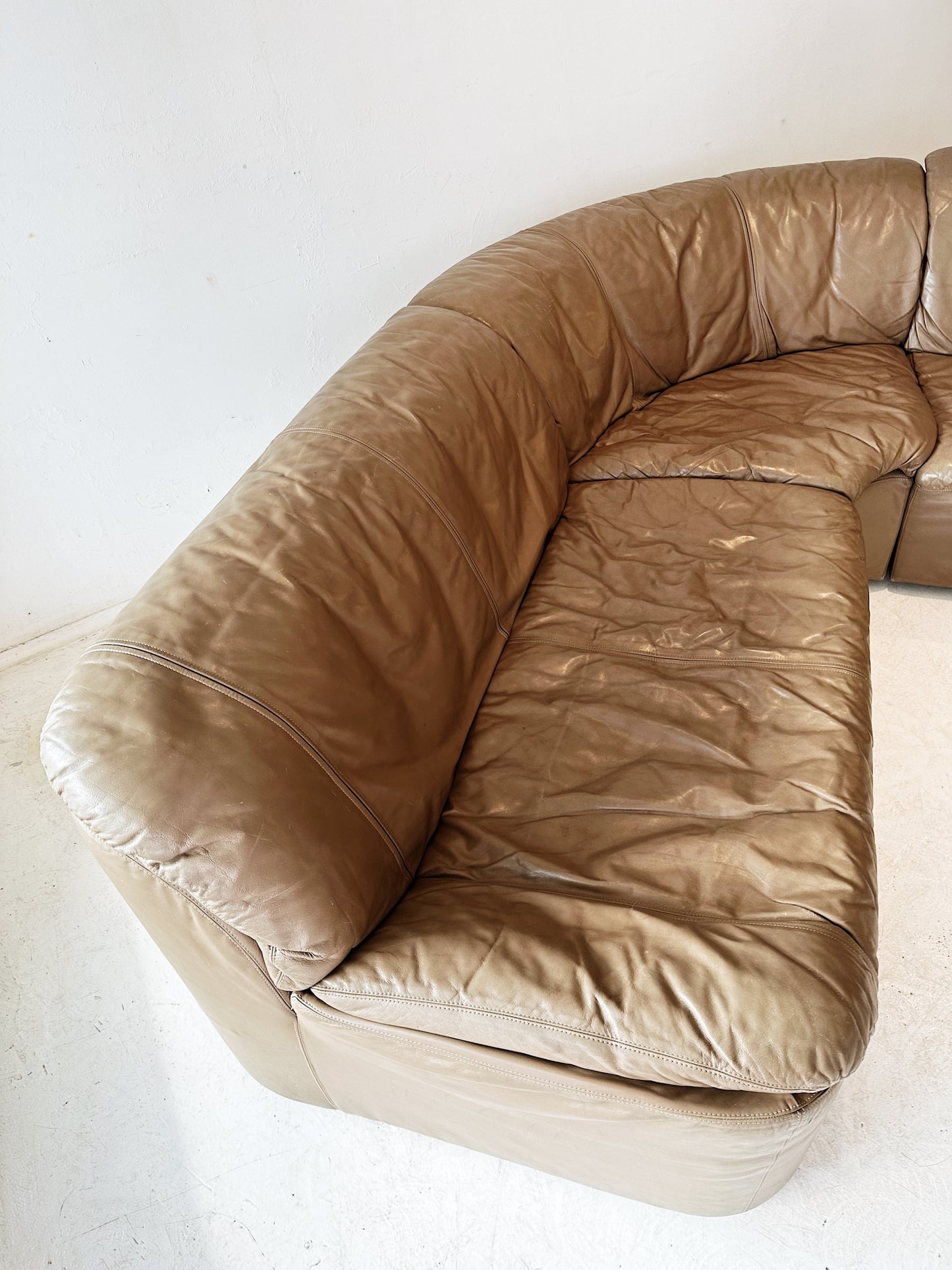 70s Vintage Hans Kaufeld Leather Modular Sofa