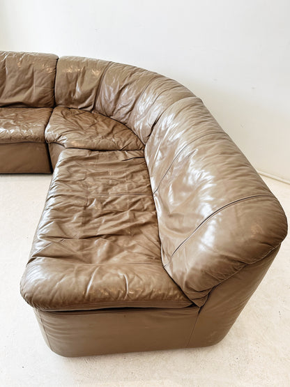 70s Vintage Hans Kaufeld Leather Modular Sofa