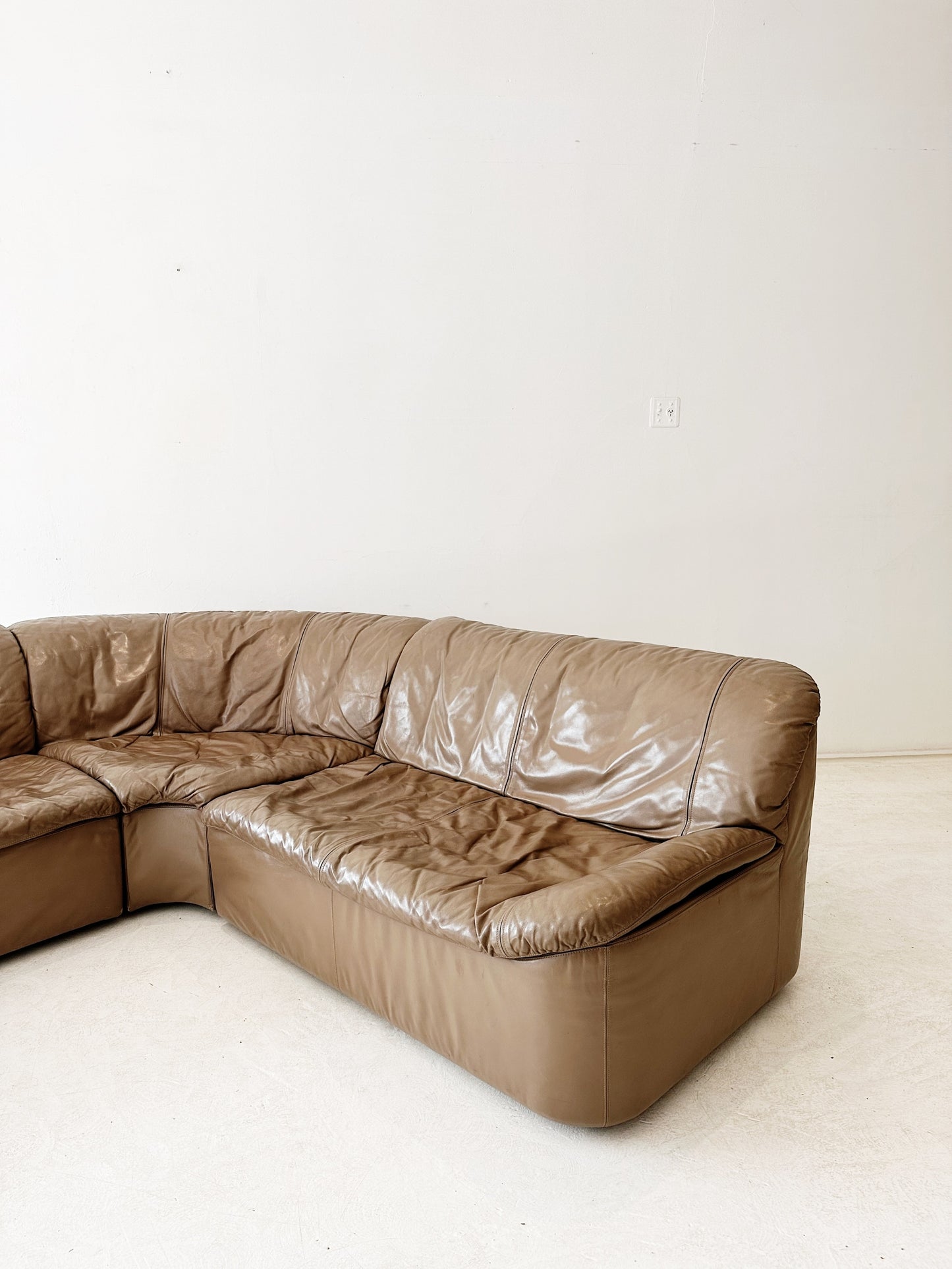 70s Vintage Hans Kaufeld Leather Modular Sofa