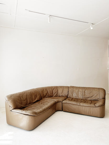 70s Vintage Hans Kaufeld Leather Modular Sofa