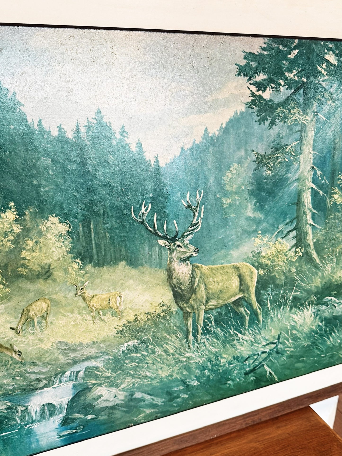 60s 70s Vintage Mid Century Forest Deer Print