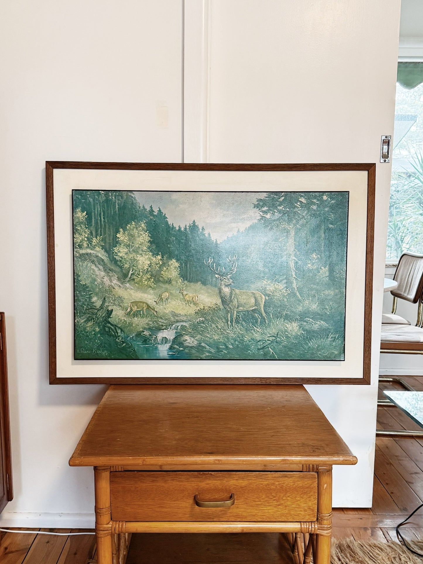 60s 70s Vintage Mid Century Forest Deer Print