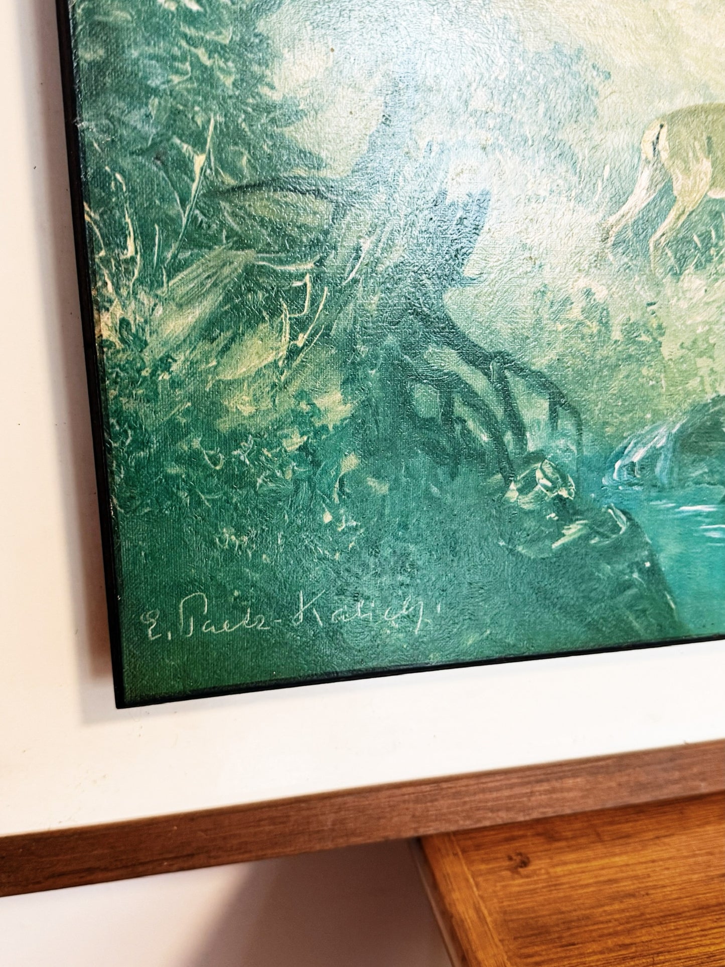 60s 70s Vintage Mid Century Forest Deer Print