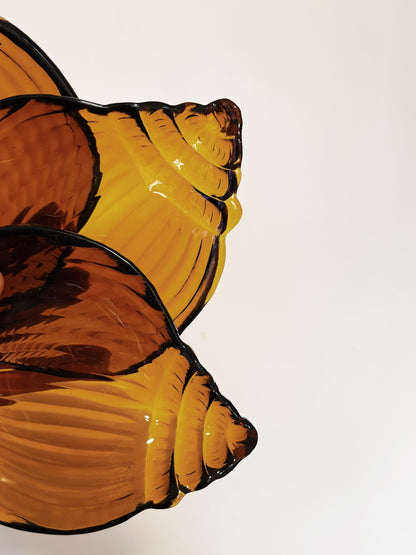 70s 80s Vintage Amber Glass Shell Keep Alls / Plates