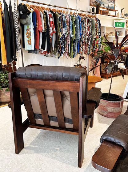 70s Vintage Leather Patchwork Armchairs / 2 Available
