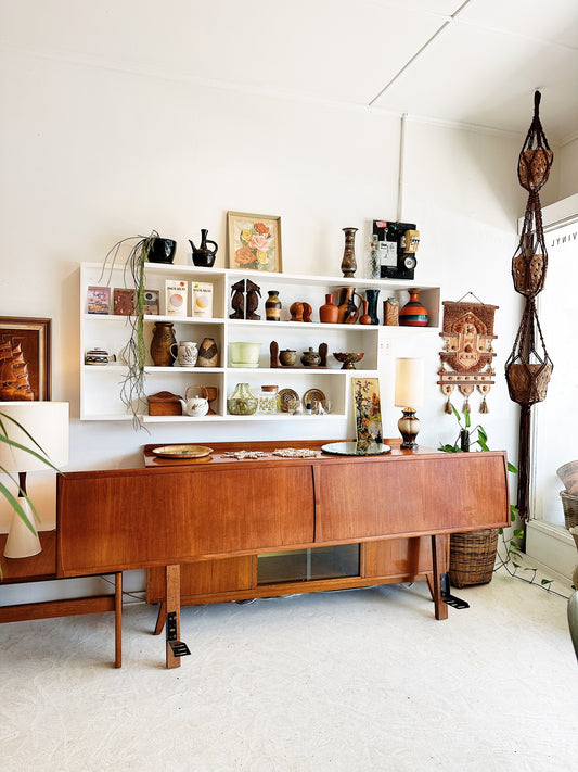 70s Vintage Mid Century Teak Queen Bedhead