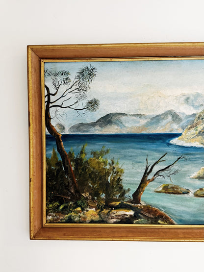 70s Vintage Naive Landscape Painting