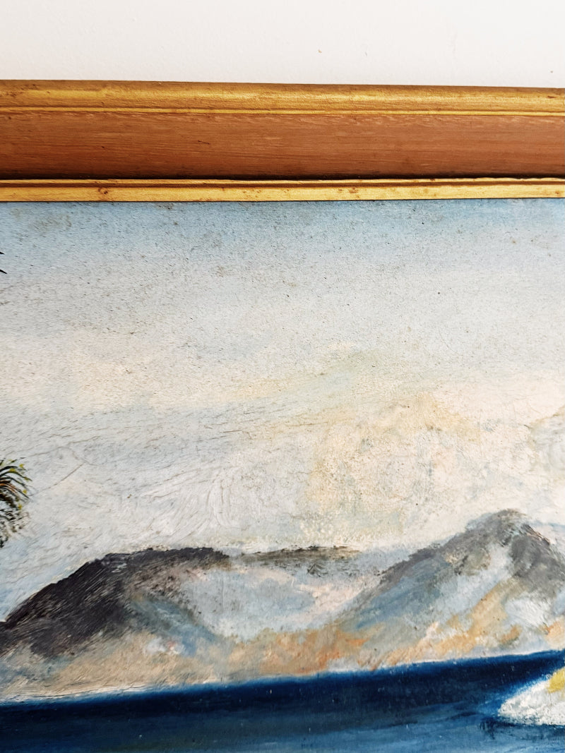 70s Vintage Naive Landscape Painting