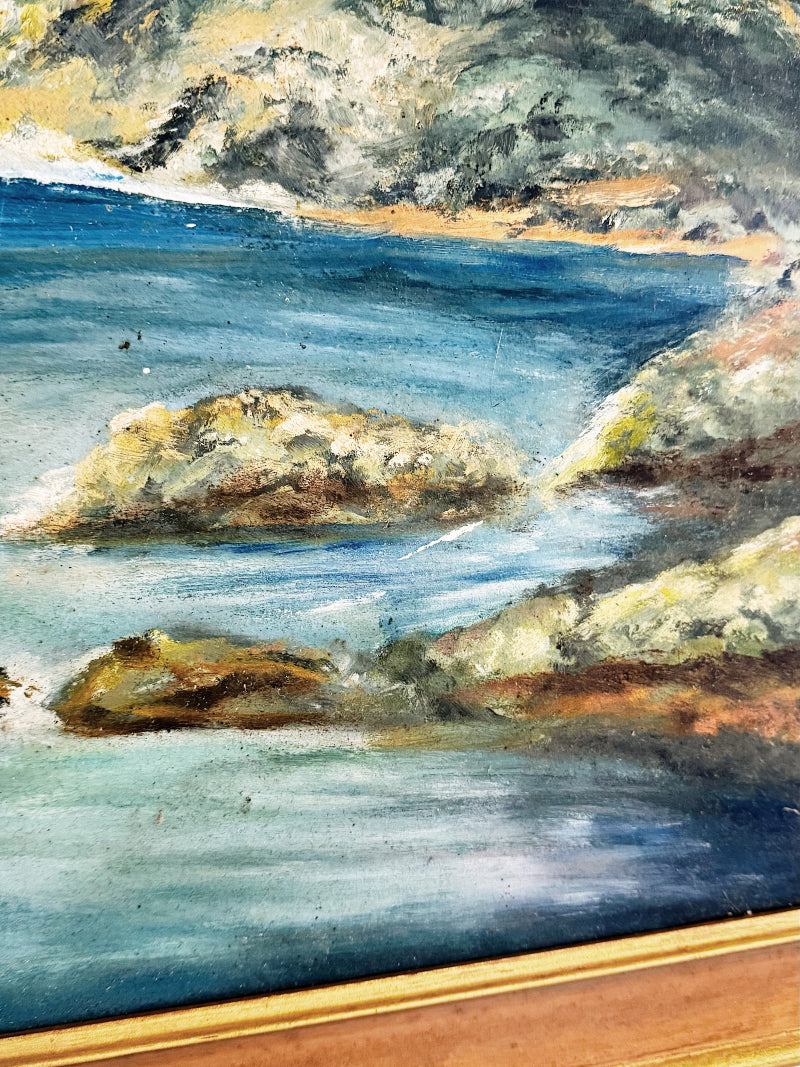 70s Vintage Naive Landscape Painting