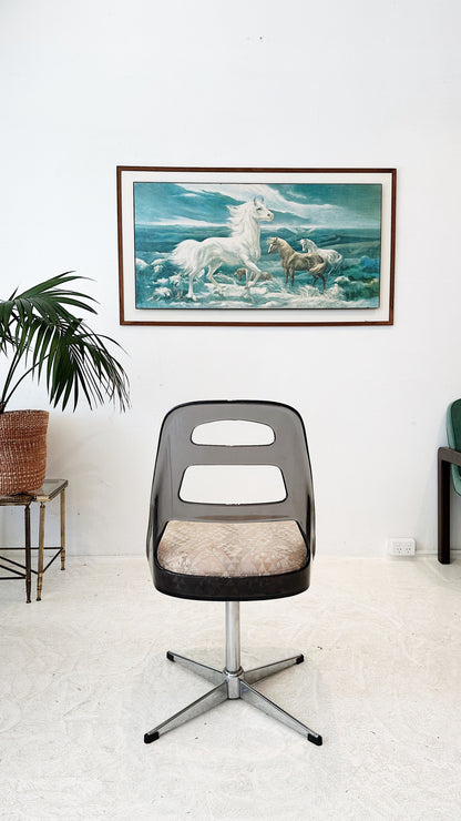 70s Vintage Perspex & Geometric Print Swivel Chair