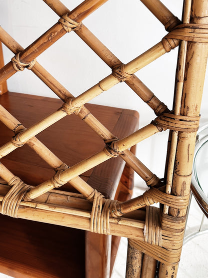 70s Vintage Rattan Cane Single Bedhead