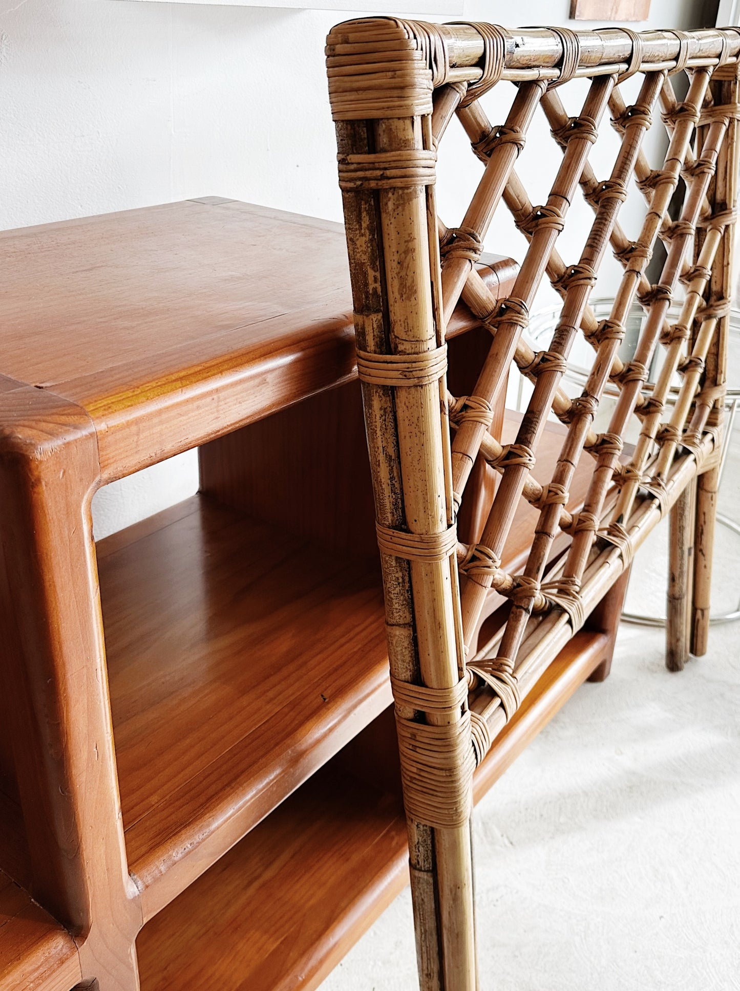 70s Vintage Rattan Cane Single Bedhead