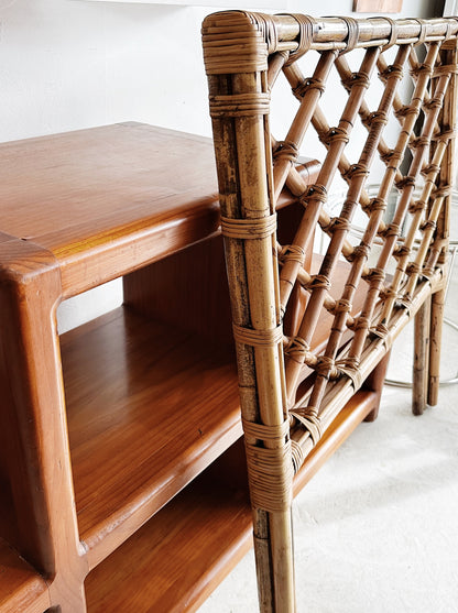 70s Vintage Rattan Cane Single Bedhead