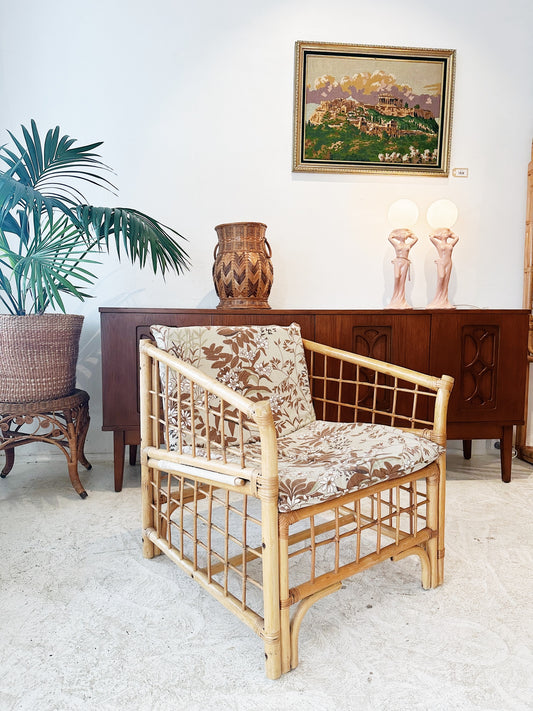 70s Vintage Rattan Cube Porch Chair