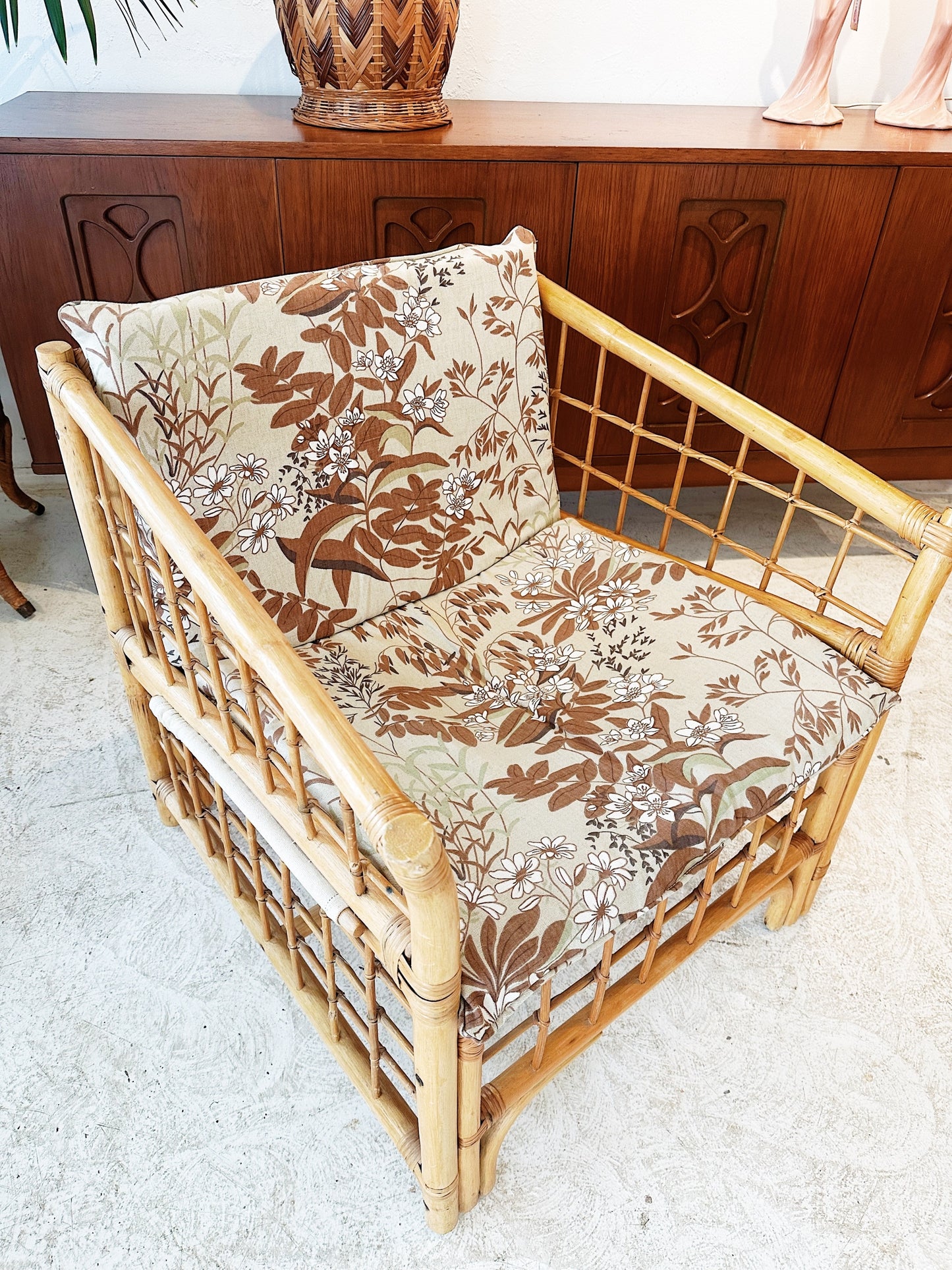 70s Vintage Rattan Cube Porch Chair