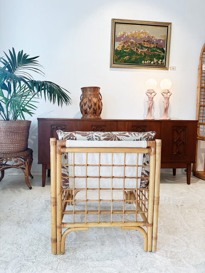 70s Vintage Rattan Cube Porch Chair