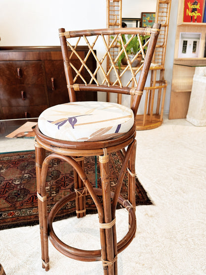 70s Vintage Rattan Tiki Bar Stools