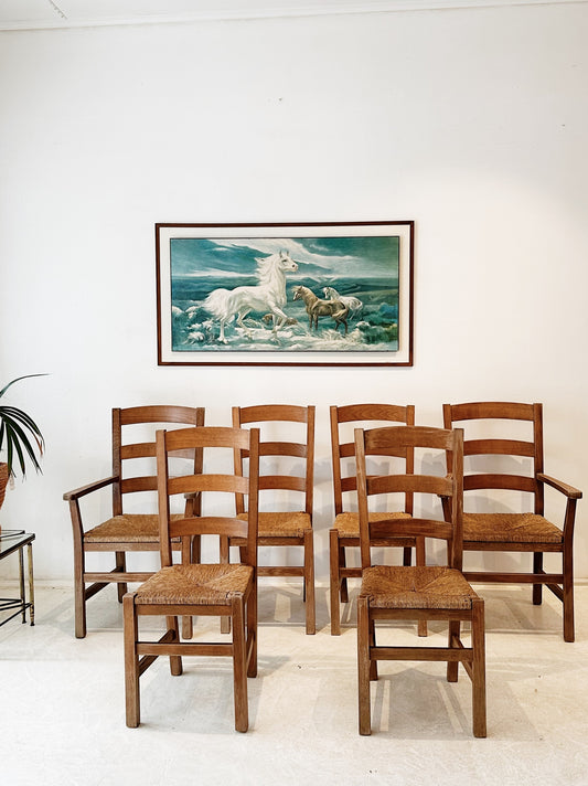 70s Vintage Rush Dining & Carver Chairs / Only 2 Carver Chairs Left