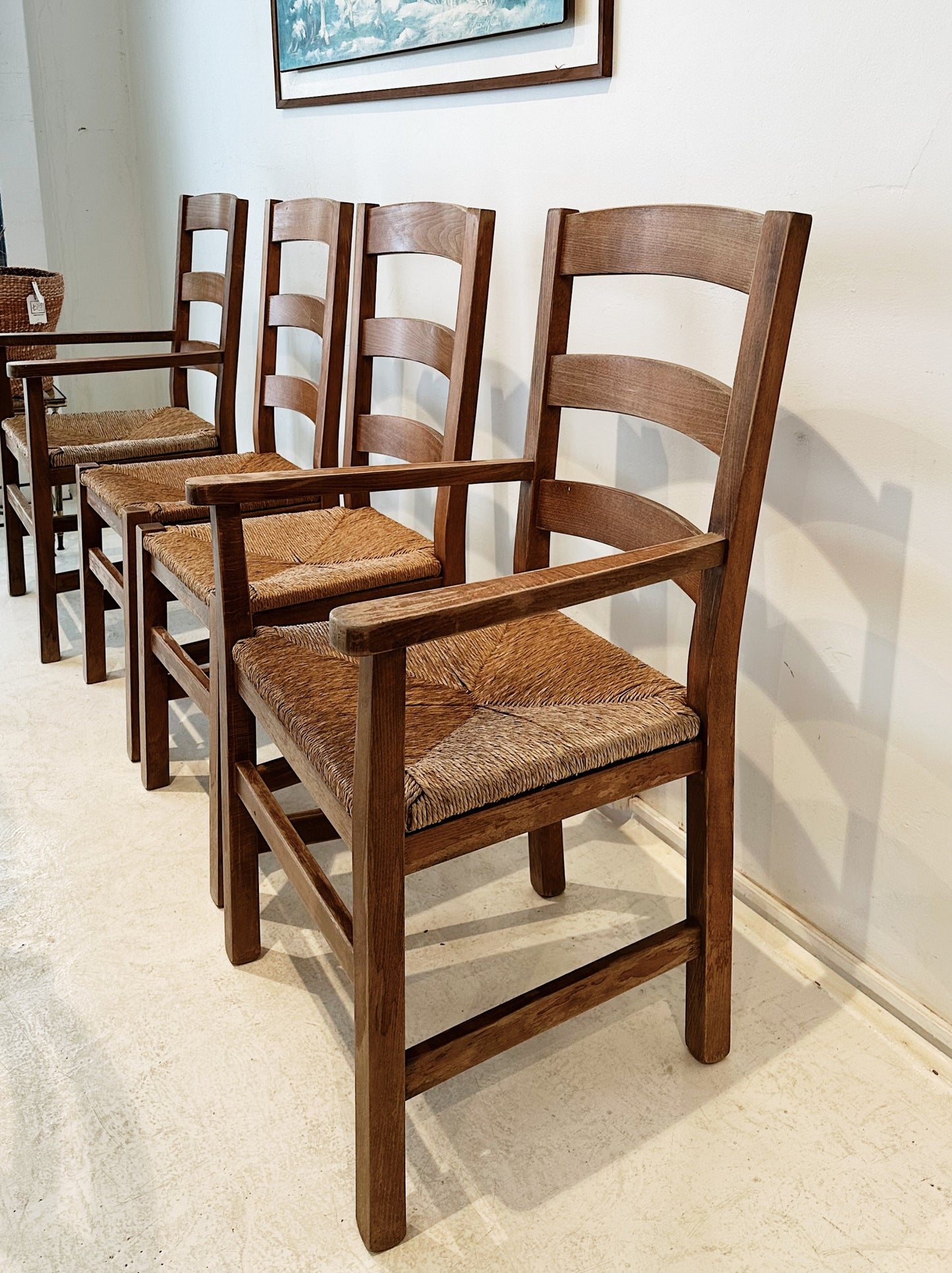 70s Vintage Rush Dining & Carver Chairs / Only 2 Carver Chairs Left