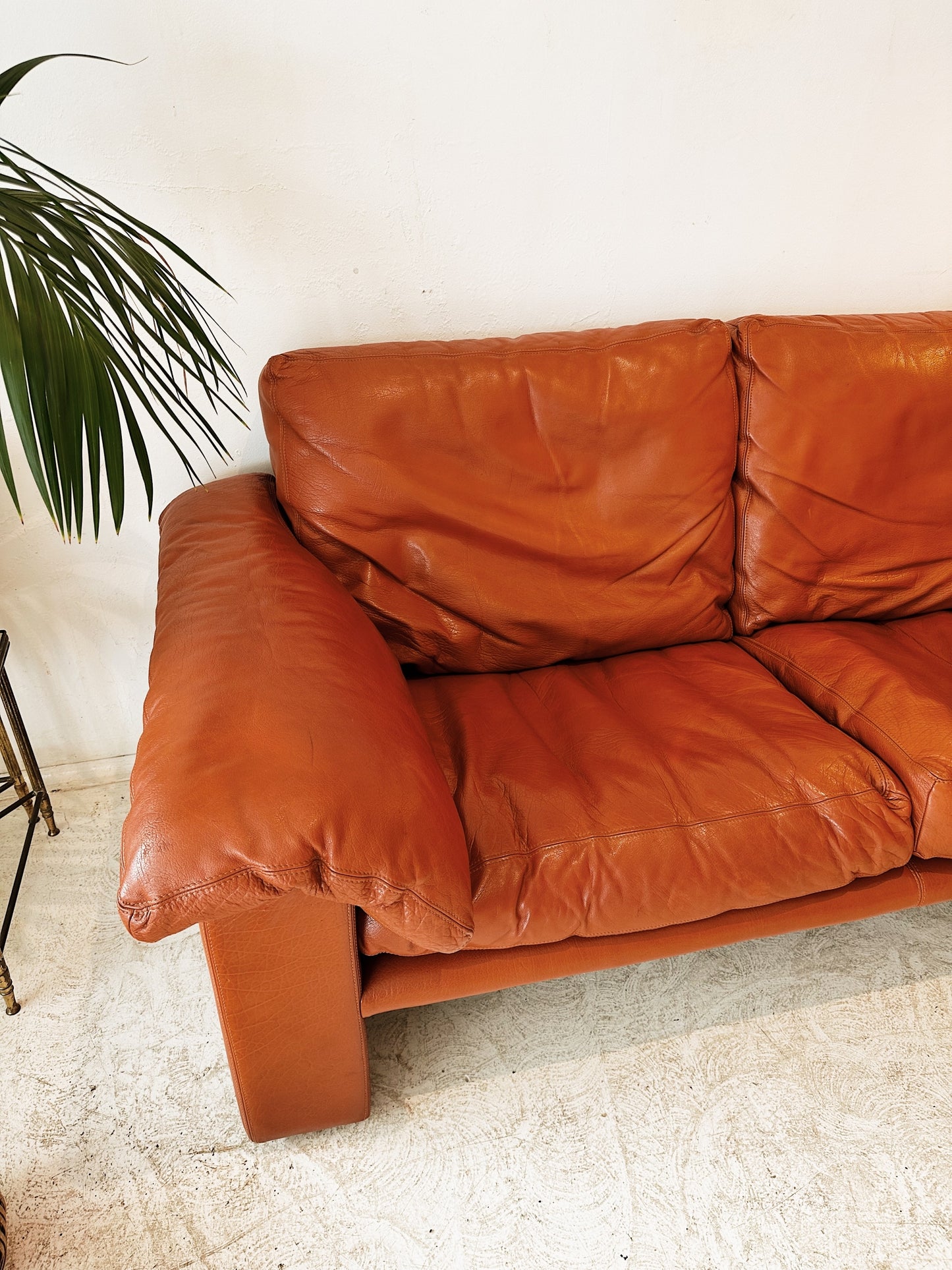 70s Vintage Tobia Scarpa Style Leather Sofa