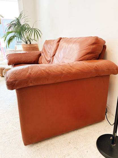 70s Vintage Tobia Scarpa Style Leather Sofa