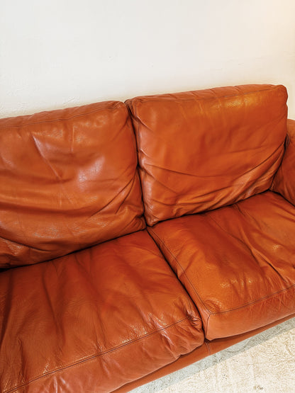 70s Vintage Tobia Scarpa Style Leather Sofa