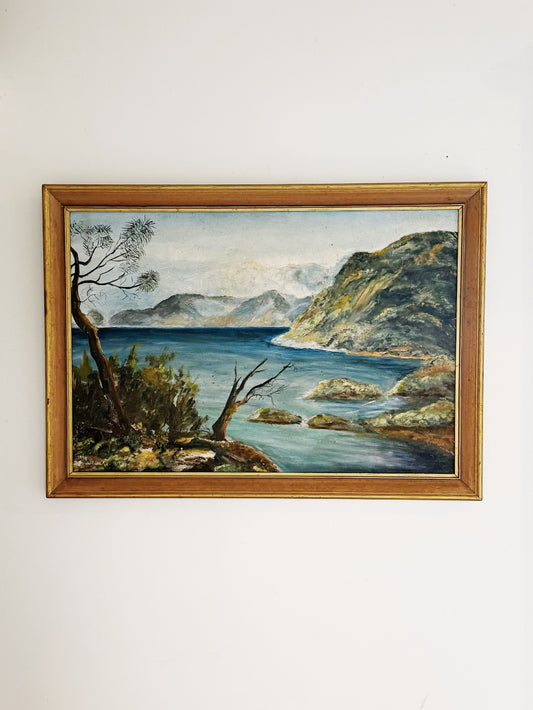 70s Vintage Naive Landscape Painting