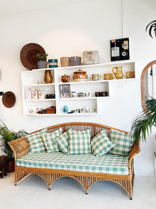 70s Vintage Split Cane Sweet Pea Daybed