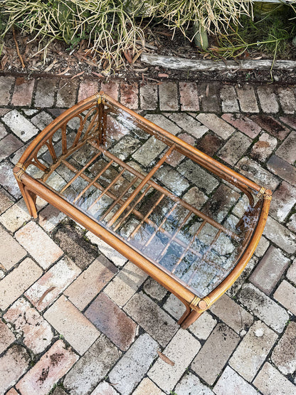 80s 90s Vintage Cane Looped End Coffee Table