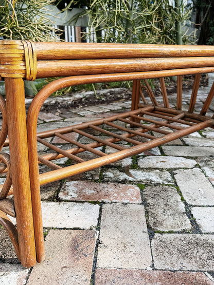 80s 90s Vintage Cane Looped End Coffee Table